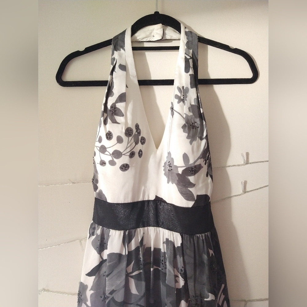 Adrianna Papell Floral Backless Halter Dress Formal Prom Wedding Guest - Size 4